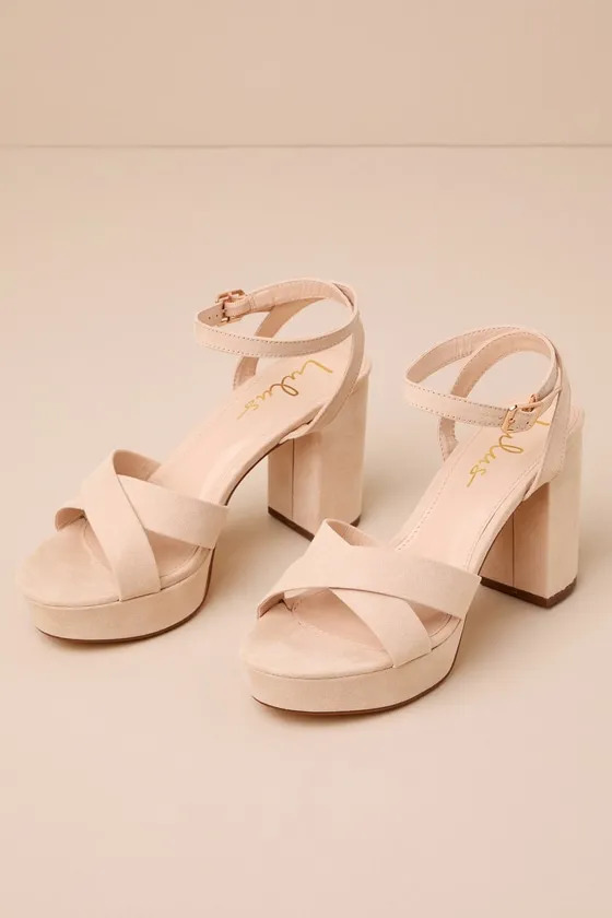Selah Light Nude Suede Ankle Strap Heels sold by Lulus product image thumbnail 4