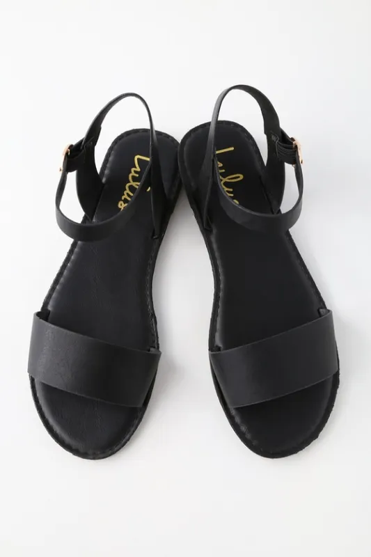 Hearts and Hashtags Black Flat Sandals sold by Lulus