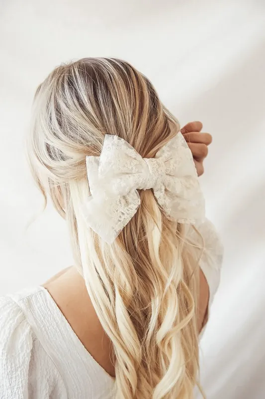 True Destiny White Lace Oversized Bow Hair Clip sold by Lulus