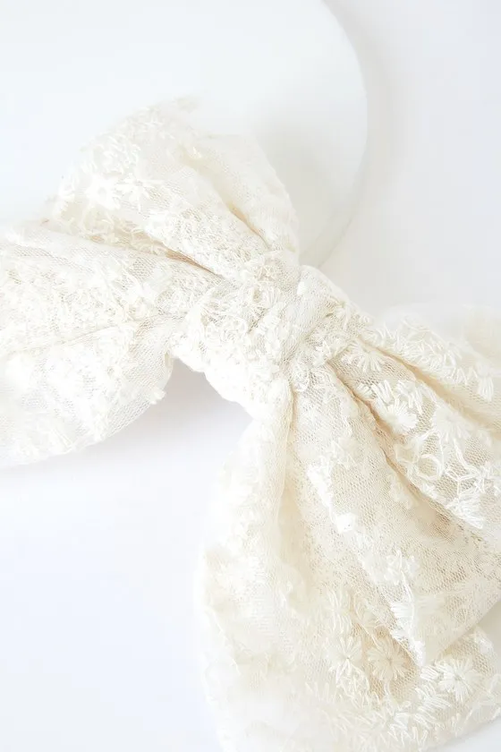 True Destiny White Lace Oversized Bow Hair Clip sold by Lulus product image thumbnail 3