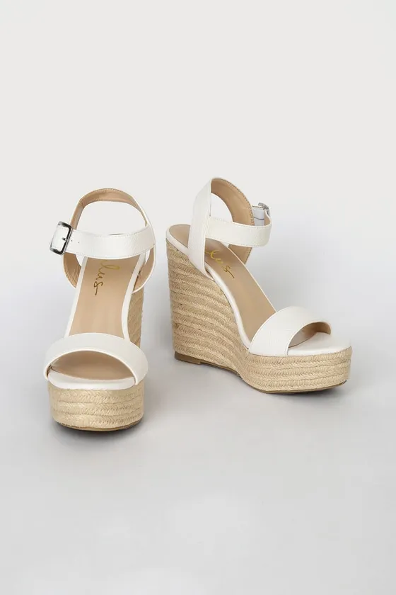 Beachy Dreams White Espadrille Wedges sold by Lulus product image thumbnail 2