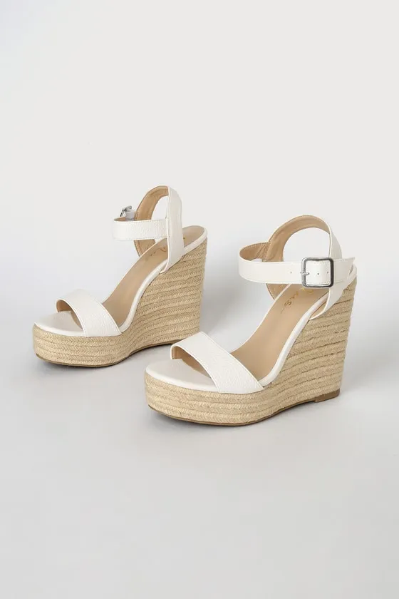 Beachy Dreams White Espadrille Wedges sold by Lulus product image thumbnail 3