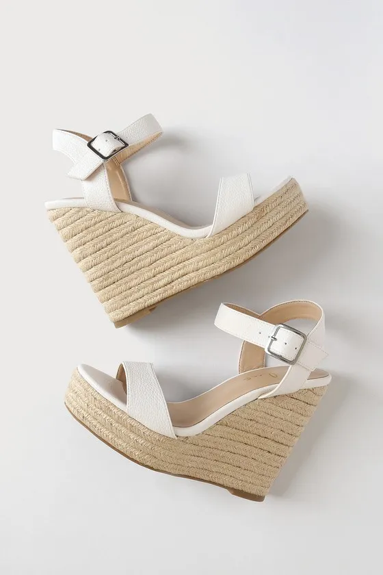 Beachy Dreams White Espadrille Wedges sold by Lulus product image thumbnail 4