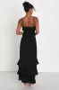 Lively Evenings Black Sleeveless Tiered Maxi Dress sold by Lulus