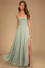 Romantically Speaking Sage Green Cowl Lace-Up Maxi Dress sold by Lulus