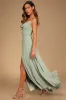 Romantically Speaking Sage Green Cowl Lace-Up Maxi Dress sold by Lulus