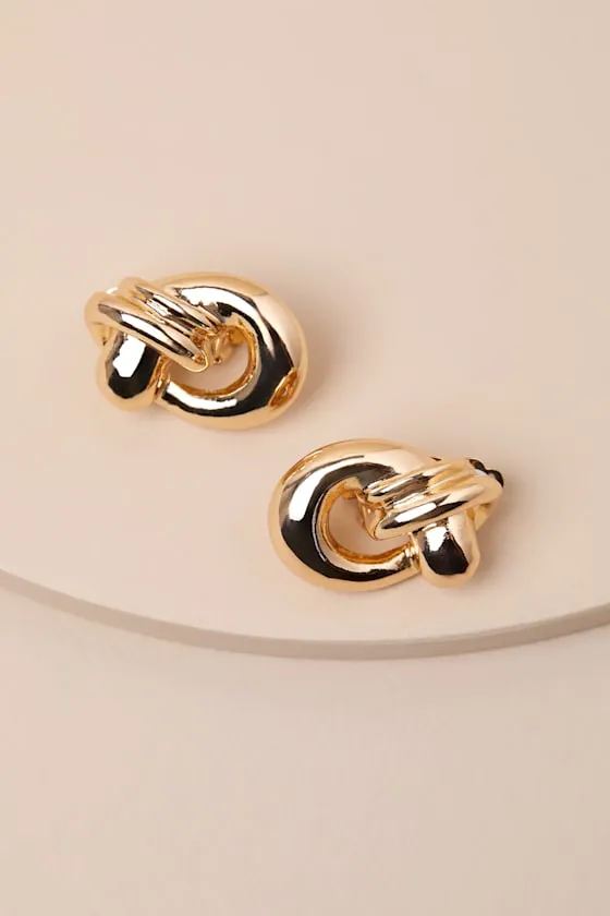 Glamorous Boldness Gold Chunky Knotted Earrings sold by Lulus product image thumbnail 3