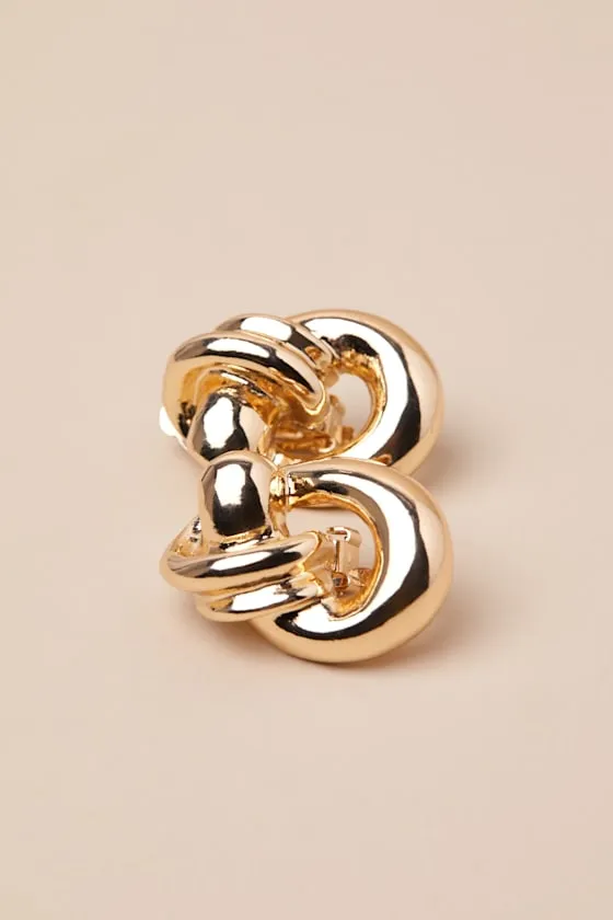 Glamorous Boldness Gold Chunky Knotted Earrings sold by Lulus product image thumbnail 4