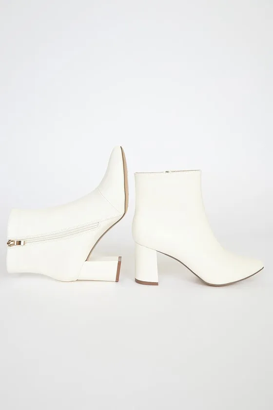 Sarai Off White Pointed-Toe Ankle Booties sold by Lulus product image thumbnail 3