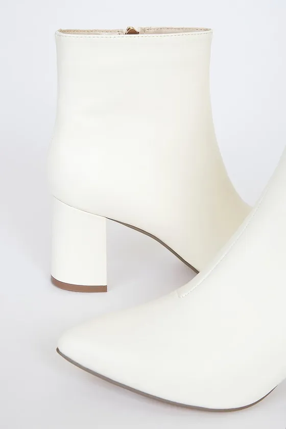 Sarai Off White Pointed-Toe Ankle Booties sold by Lulus product image thumbnail 4