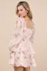 Exemplary Darling Blush Pink Floral Organza Tiered Mini Dress sold by Lulus