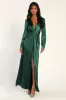 Endearing Elegance Emerald Green Satin Long Sleeve Maxi Dress sold by Lulus