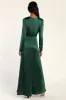 Endearing Elegance Emerald Green Satin Long Sleeve Maxi Dress sold by Lulus