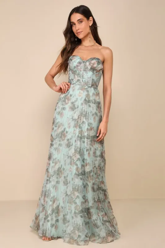 Most Beautiful Day Sage Multi Floral Print Organza Maxi Dress sold by Lulus