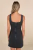 So Delighted Washed Black Denim Corset Seam Mini Dress sold by Lulus