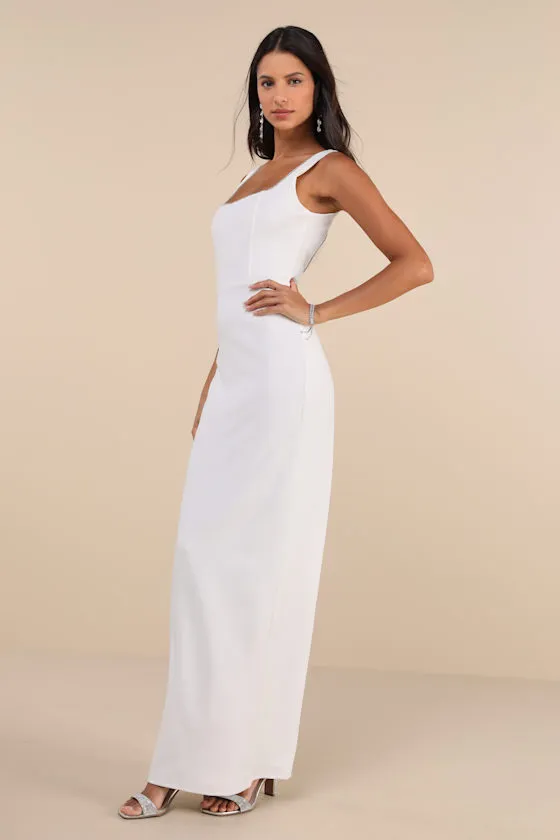 Timeless Poise White Rhinestone Square Neck Backless Maxi Dress sold by Lulus product image thumbnail 4