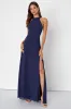 Confidently Charismatic Navy Blue Backless Halter Maxi Dress sold by Lulus