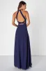 Confidently Charismatic Navy Blue Backless Halter Maxi Dress sold by Lulus