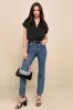 Posh Precision Black Satin Surplice Short Sleeve Bodysuit sold by Lulus