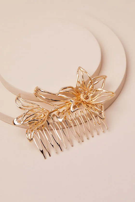 Gorgeous Simplicity Gold Flower Hair Comb sold by Lulus product image thumbnail 3