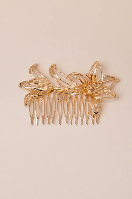 Gorgeous Simplicity Gold Flower Hair Comb sold by Lulus product image thumbnail 4