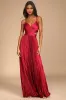 Got the Glam Wine Red Pleated Cutout Maxi Dress sold by Lulus