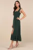 Summer Invite Emerald Green Tie-Strap Tiered Midi Dress sold by Lulus