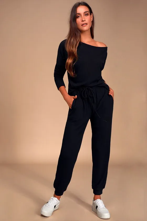 Dressed to Chill Black Ribbed Drawstring Joggers sold by Lulus product image thumbnail 2