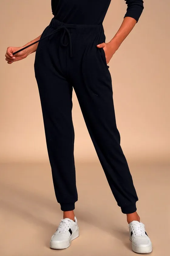 Dressed to Chill Black Ribbed Drawstring Joggers sold by Lulus product image thumbnail 3