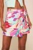 Pretty Instincts Pink Multi Abstract Print Faux Wrap Mini Skirt sold by Lulus