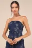 Rare Presence Navy Blue 3D Floral Embroidered Maxi Dress sold by Lulus