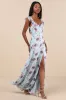 Sweetest Entrance Light Blue Floral Ruffled Tie-Back Maxi Dress sold by Lulus