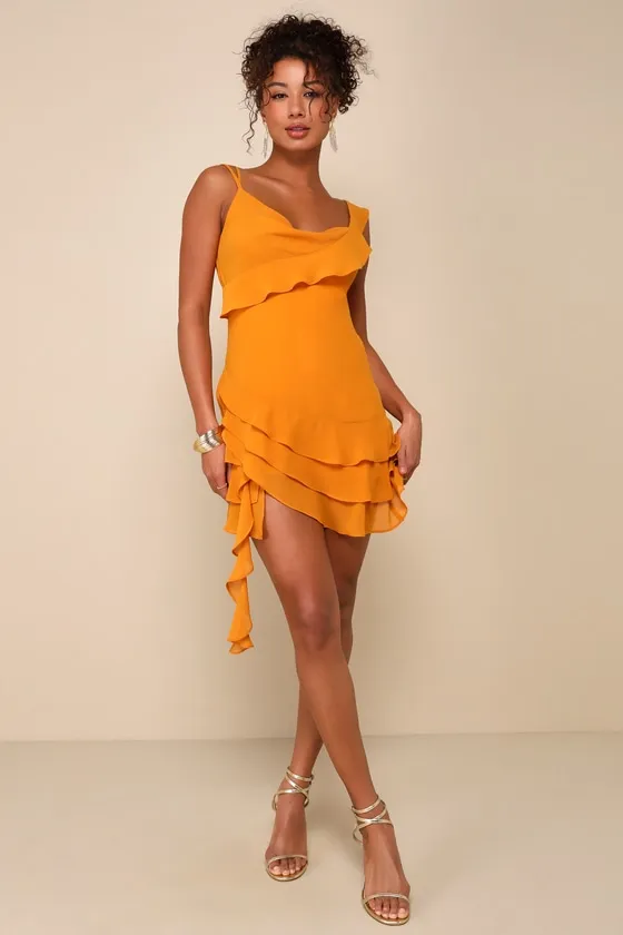 Alluring Presence Golden Yellow Ruffled Tiered Mini Dress sold by Lulus product image thumbnail 2
