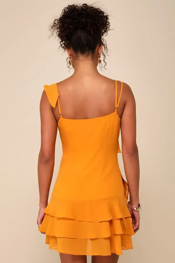 Alluring Presence Golden Yellow Ruffled Tiered Mini Dress sold by Lulus product image thumbnail 3