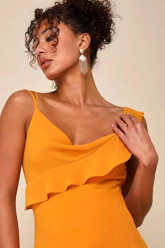 Alluring Presence Golden Yellow Ruffled Tiered Mini Dress sold by Lulus product image thumbnail 4