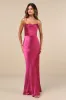 Inspire Romance Magenta Satin Cowl Neck Lace-Up Maxi Dress sold by Lulus