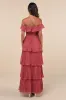 Always Remarkable Rusty Rose Pleated Off-the-Shoulder Maxi Dress sold by Lulus