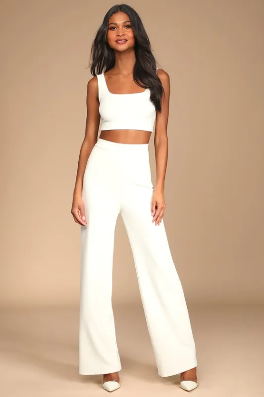 Only Tonight Ivory Two-Piece Wide-Leg Jumpsuit sold by Lulus
