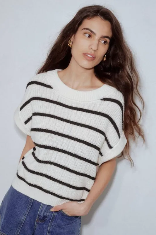 Coziest Layers Ivory Striped Oversized Sweater Vest sold by Lulus