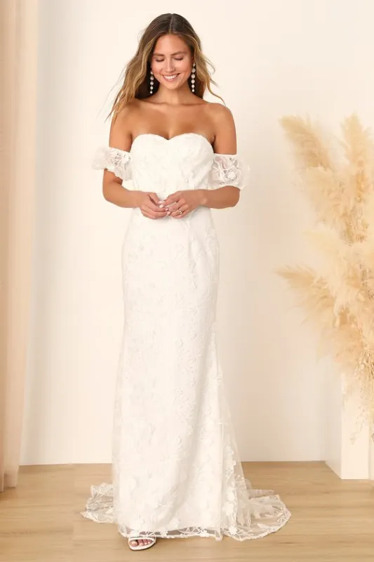 Magical Beginnings White 3D Floral Embroidered Maxi Dress sold by Lulus