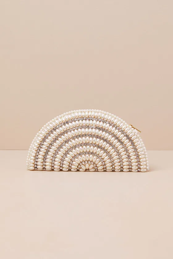 Dazzling Chicness Ivory Pearl Rhinestone Half Circle Clutch sold by Lulus product image thumbnail 2