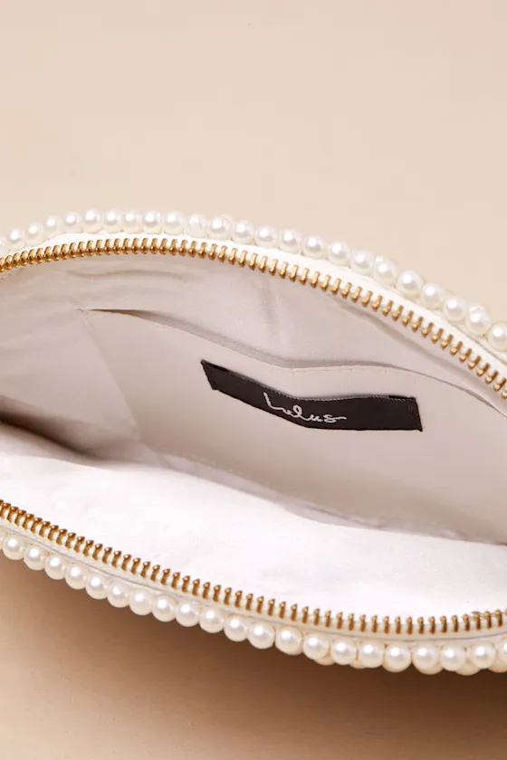 Dazzling Chicness Ivory Pearl Rhinestone Half Circle Clutch sold by Lulus product image thumbnail 4