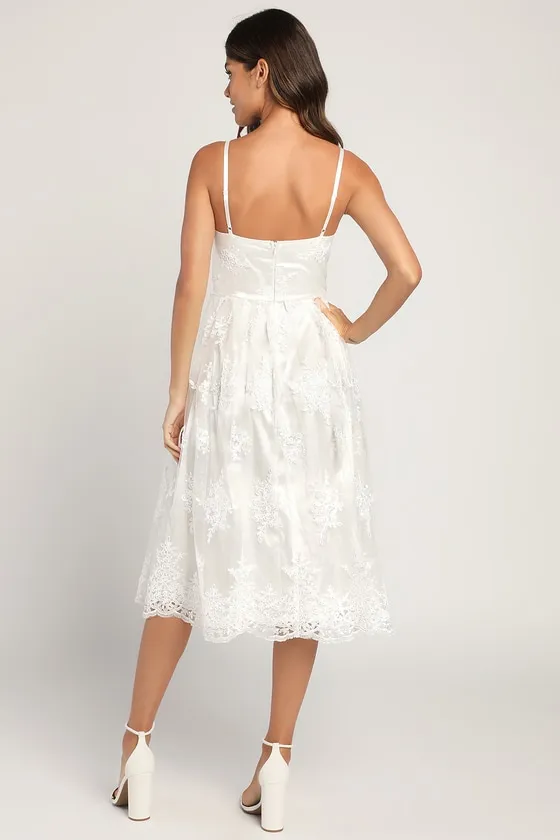 My Darling Daydreamer White Lace Bustier Midi Dress sold by Lulus product image thumbnail 4