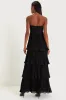 Seriously Sensational Black Strapless Tiered Maxi Dress sold by Lulus