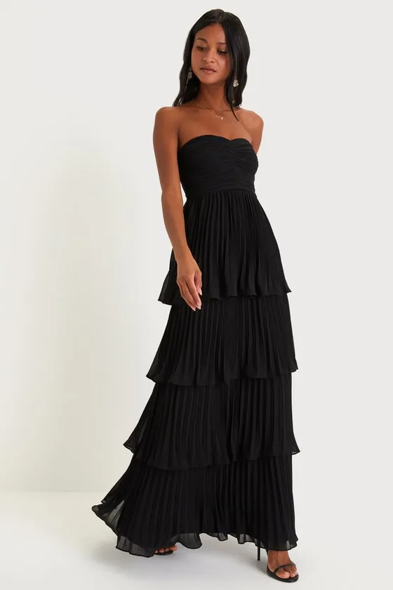 Seriously Sensational Black Strapless Tiered Maxi Dress sold by Lulus product image thumbnail 3