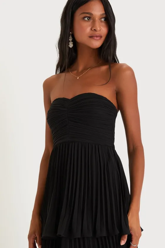 Seriously Sensational Black Strapless Tiered Maxi Dress sold by Lulus product image thumbnail 4