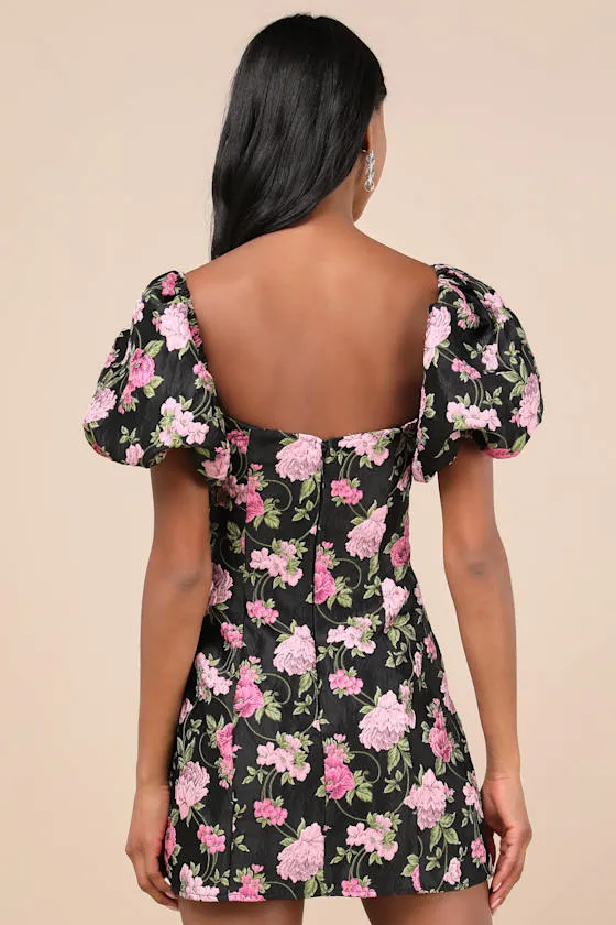 Completely Beloved Black Floral Off-the-Shoulder Mini Dress sold by Lulus product image thumbnail 3