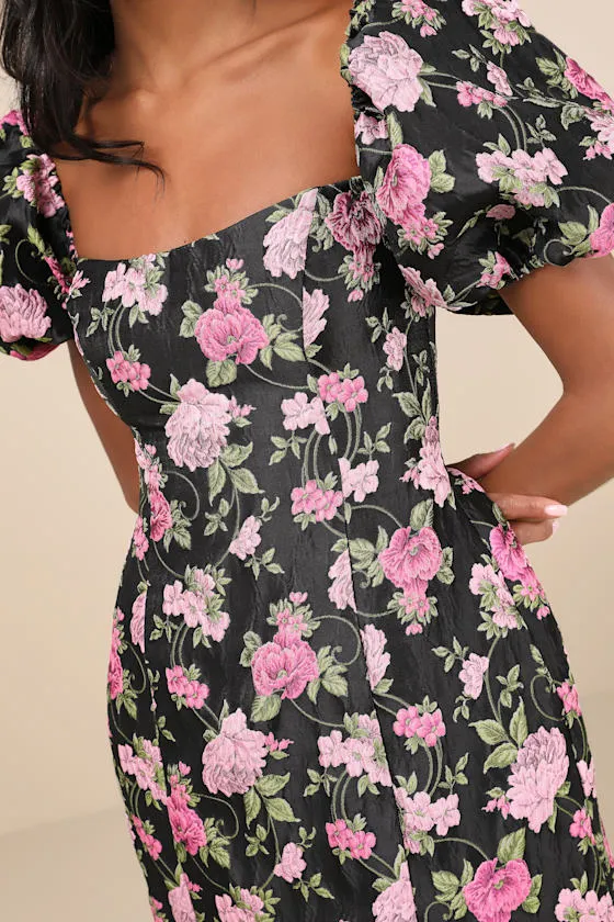 Completely Beloved Black Floral Off-the-Shoulder Mini Dress sold by Lulus product image thumbnail 4