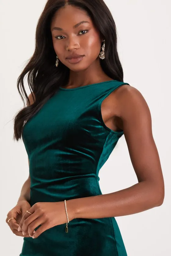 So Stunning Emerald Green Velvet Backless Midi Dress sold by Lulus product image thumbnail 3