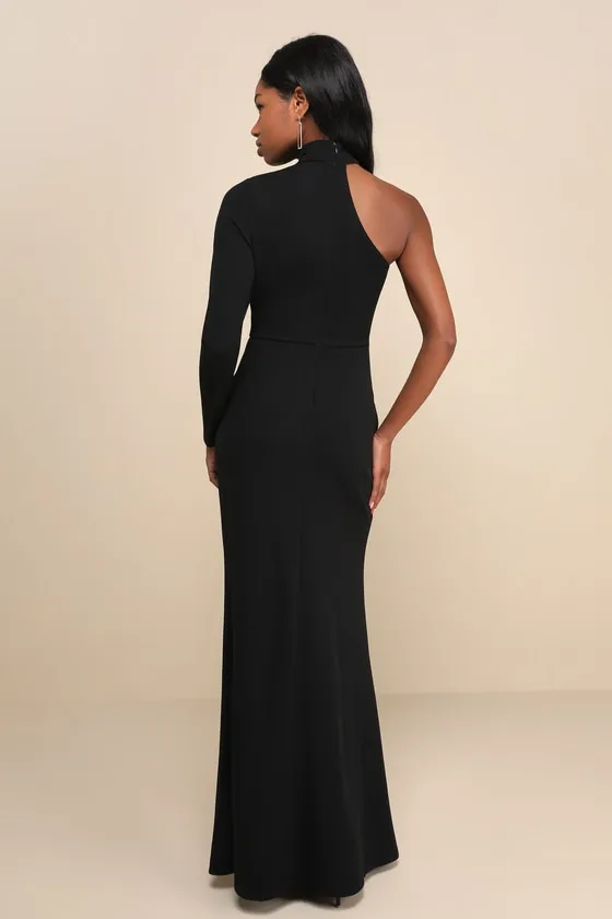 Keep It Interesting Black Cutout One-Shoulder Maxi Dress sold by Lulus product image thumbnail 2